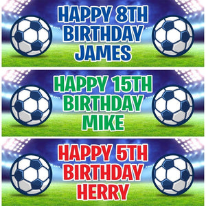 2x Personalised Football Birthday Banner: Custom Name & Age, Party Decoration