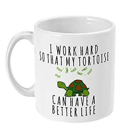 Turtle Lover Coffee Mug: "I Work Hard" UK Made Gift Set