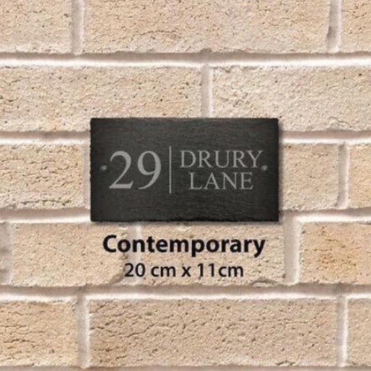 Personalised Rectangle Slate Plaque Door Number House Name Contemporary Style