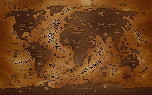Retro Vintage World Map Giant Poster - A5 A4 A3 A2 A1 A0 Sizes