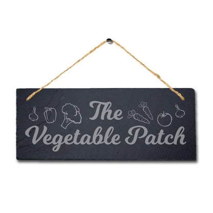 The Vegetable Patch Laser Engraved Hanging Slate Garden Decor Plaque Sign