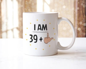 Funny 40th Birthday Mug & Coaster Set: Rude Middle Finger Design