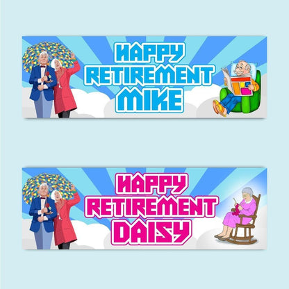 Personalised Retirement Party Banners: Custom Celebration Decorations (Set of 2)