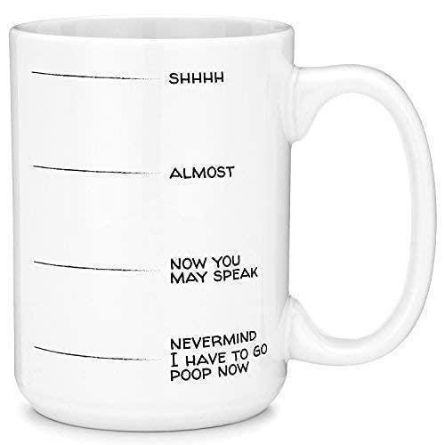Funny 'Shhh Almost Now' Mug: Novelty Coffee Tea Cup, UK Made