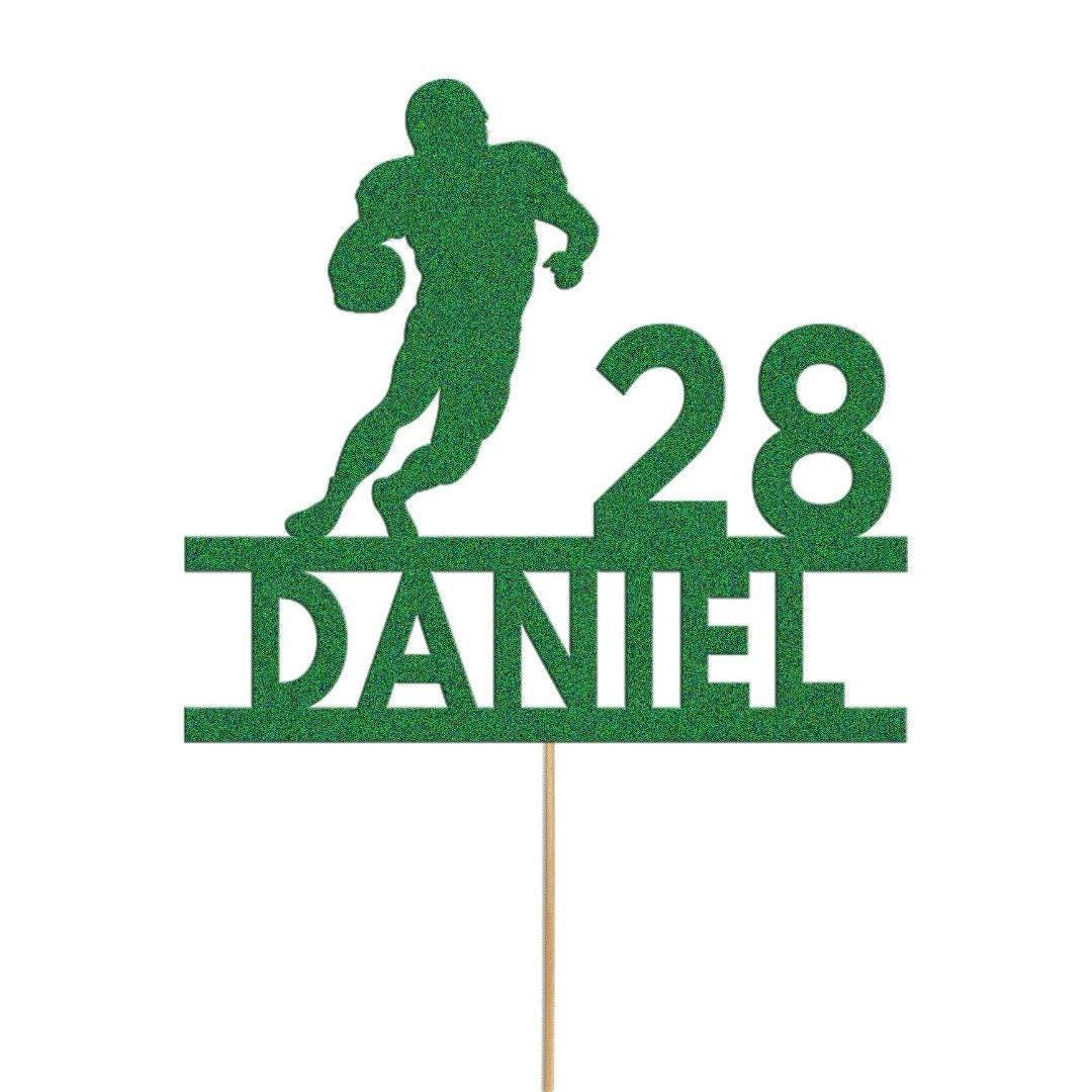 Personalised Rugby Cake Topper: Glitter Sports Fan Decoration