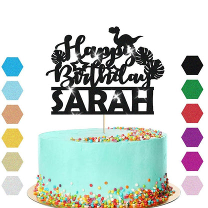 Custom Dinosaur Glitter Cake Topper Jurassic Dino Birthday Party Cake Decoration
