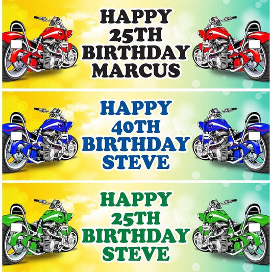 Personalised Motocross Birthday Banner: Custom Party Decoration (Set of 2)
