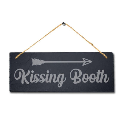 Kissing Booth Hanging Slate Sign Laser Engraved Plaque Romantic Wall Home Gift
