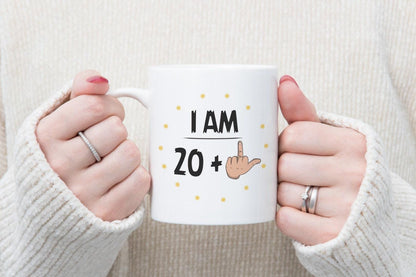 Funny 21st Birthday Mug & Coaster Set: Rude Middle Finger Design