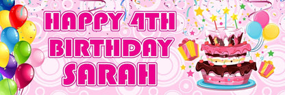 2 Personalised Birthday Cake Gifts Balloons Party Celebration Banners Posters