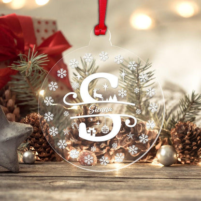Personalised Christmas Bauble Any Name Monogram Xmas Tree Hanging Decoration Gift