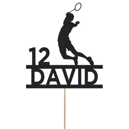 Personalised Badminton Cake Topper: Glitter Birthday Party Decoration