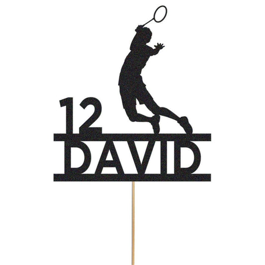 Personalised Badminton Cake Topper: Glitter Birthday Party Decoration