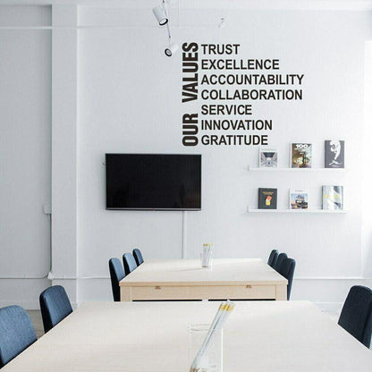Our Values Large Wall Art Sticker Inspirational Quote Vinyl Decal Office School