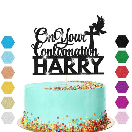 Personalised On Your Confirmation Dove Cake Topper Congratulation Birthday Cake Any Name