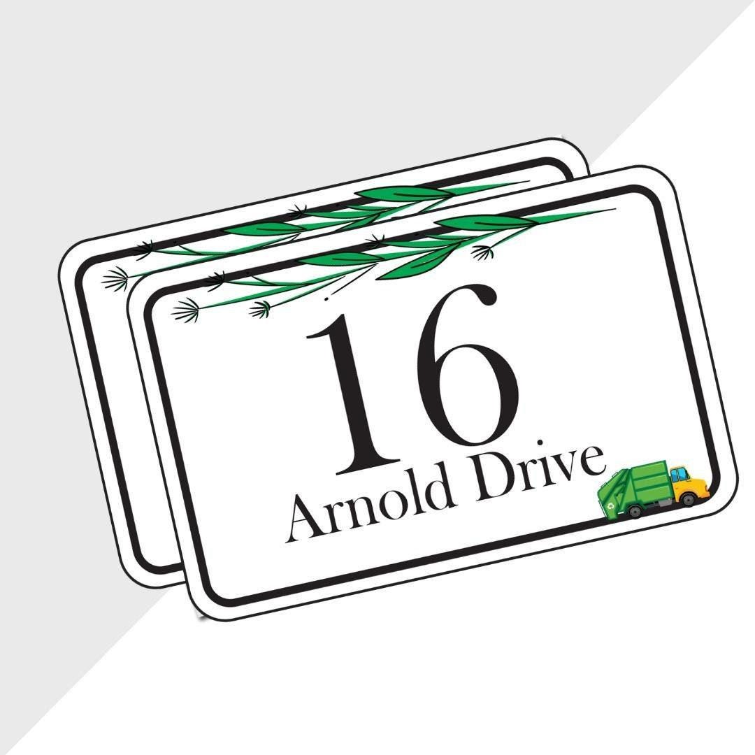 Personalised Wheelie Bin Road Dustbin Stickers Custom Name Number Waterproof Vinyl Sticker