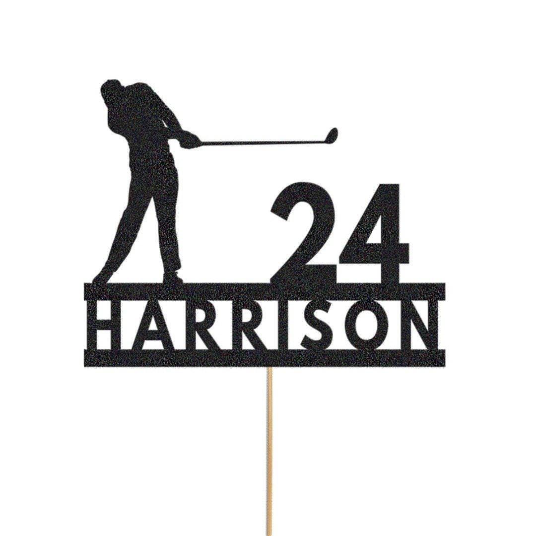 Personalised Glitter Golf Cake Topper: Golfer Name & Age