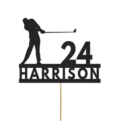 Personalised Glitter Golf Cake Topper: Golfer Name & Age