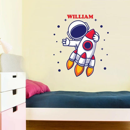 Personalised Rocket Wall Sticker Name Vinyl Decal Boys Kids Nursery Bedroom
