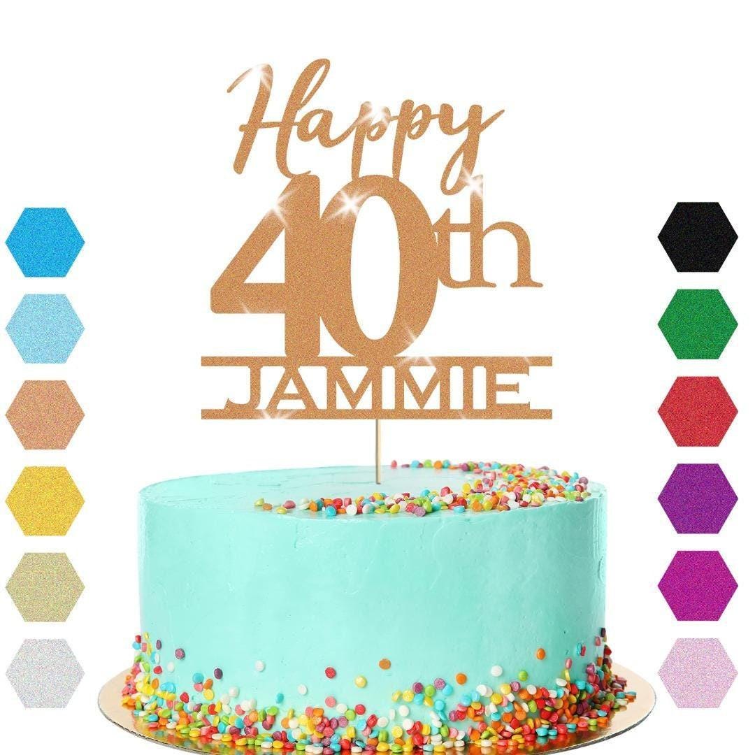 Personalised Name 40th Birthday Glitter Cake Topper Party Cake Decoration Gift