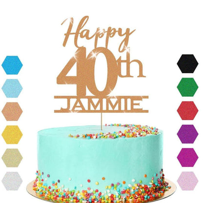 Personalised Name 40th Birthday Glitter Cake Topper Party Cake Decoration Gift