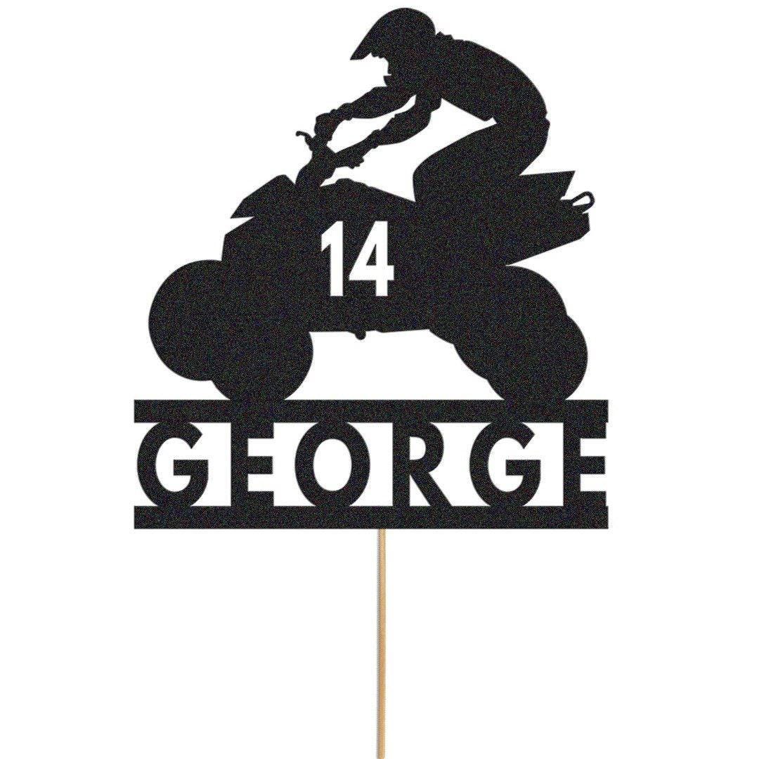 Personalised Glitter Quad Bike Cake Topper: Custom ATV Decoration