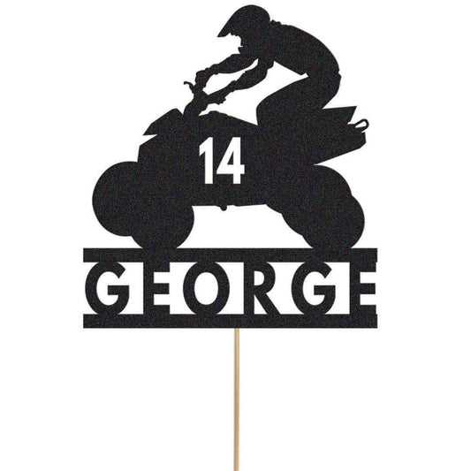 Personalised Glitter Quad Bike Cake Topper: Custom ATV Decoration