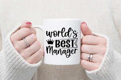 Worlds Best Manager Funny Ceramic Novelty Mug & Coaster Coffee Tea Cup Gift Office Workspace