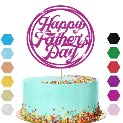 Happy Fathers Day Cake Topper: Dad Daddy Party Glitter Cake Decoration