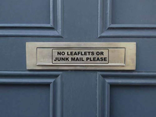 No Junk Mail Sticker: Letterbox Door Sign Vinyl Decal