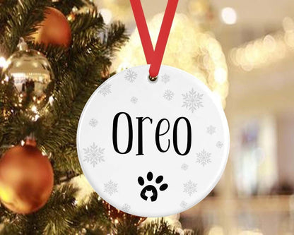 Personalised Cat Kitten Christmas Bauble Pet Xmas Gift Ceramic Ornament Any Name