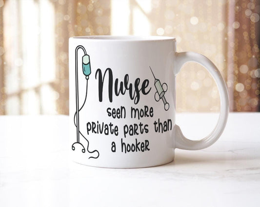 Nurse Mug & Coaster Set Seen More Private Parts Than Hooker Funny Christmas Gift