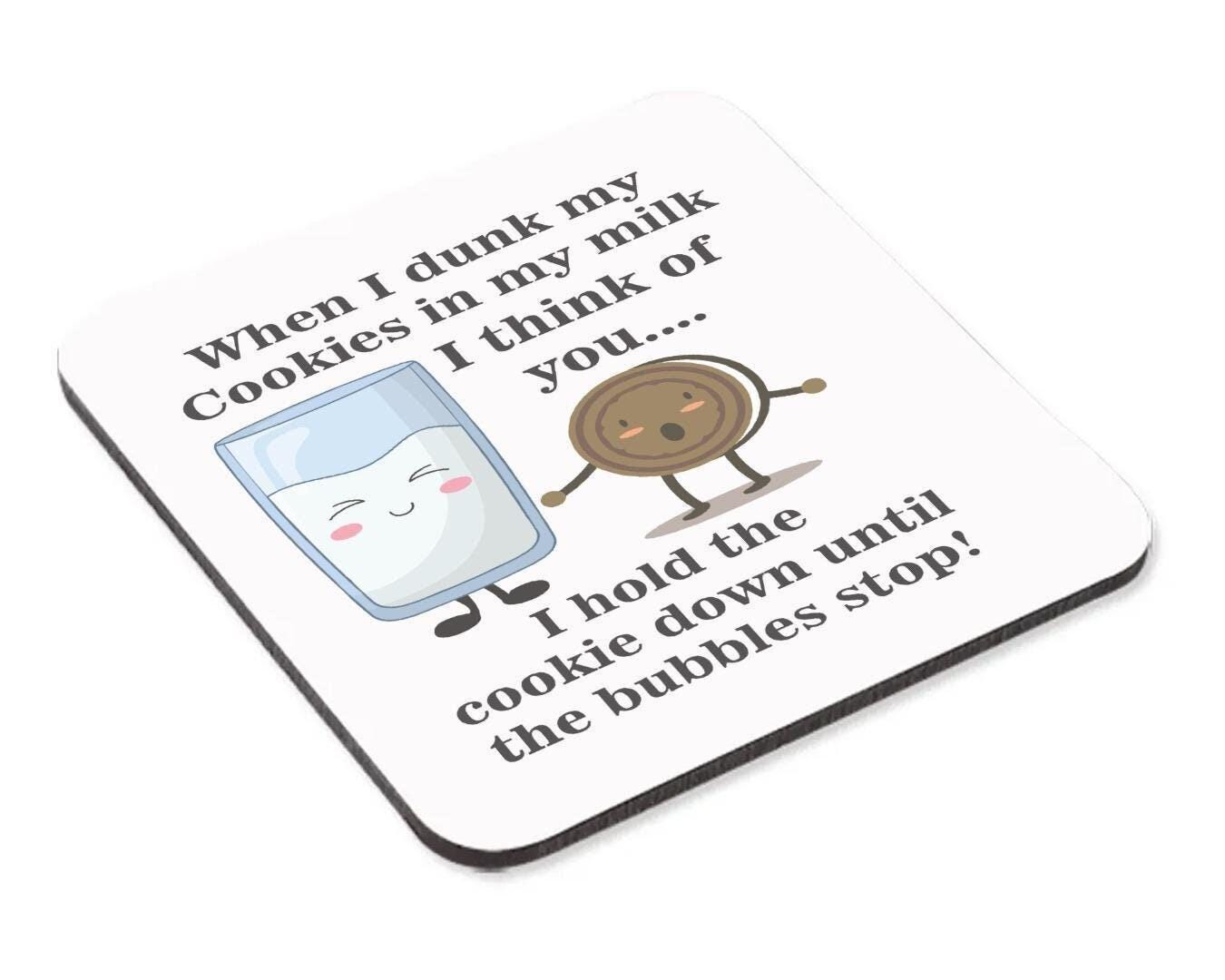 Funny Cookies & Milk Mug with Coaster Set - Valentines Day Coffee Gift