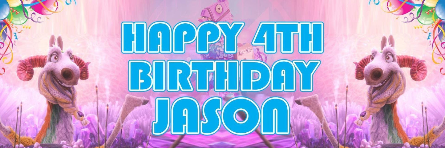 2x Personalised Llama Birthday Banner: Kids Party Decoration
