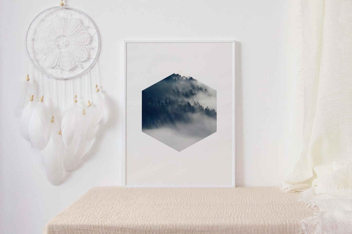 Forest Tree Fog Bedroom Woodland Minimalist Wall Art Home Decor Print Poster