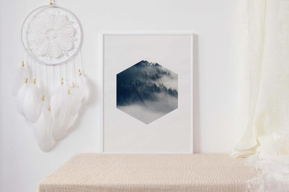 Forest Tree Fog Bedroom Woodland Minimalist Wall Art Home Decor Print Poster