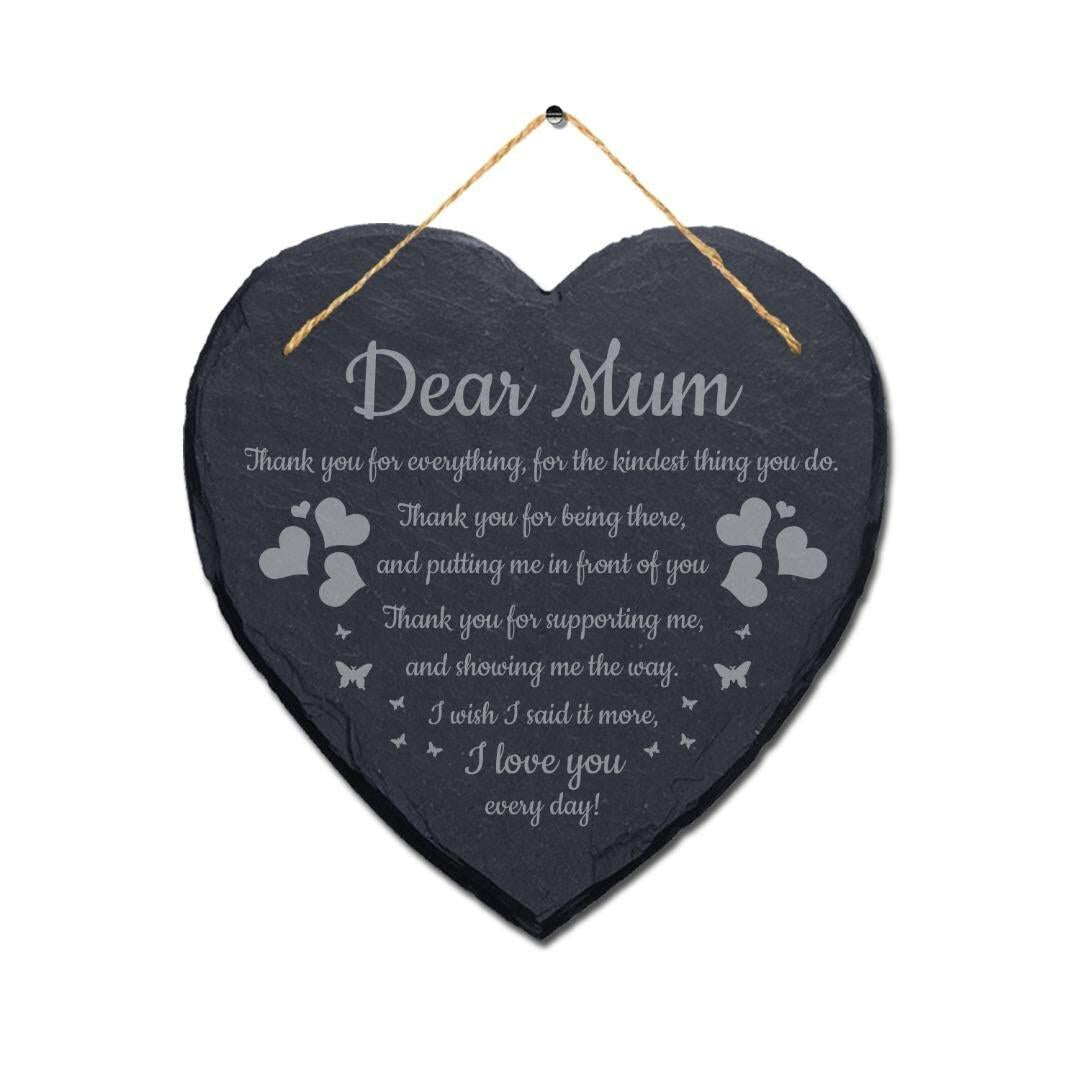 Personalised Mother's Day Slate Heart Design Slate Hanging Plaque Sign Ideal Gift