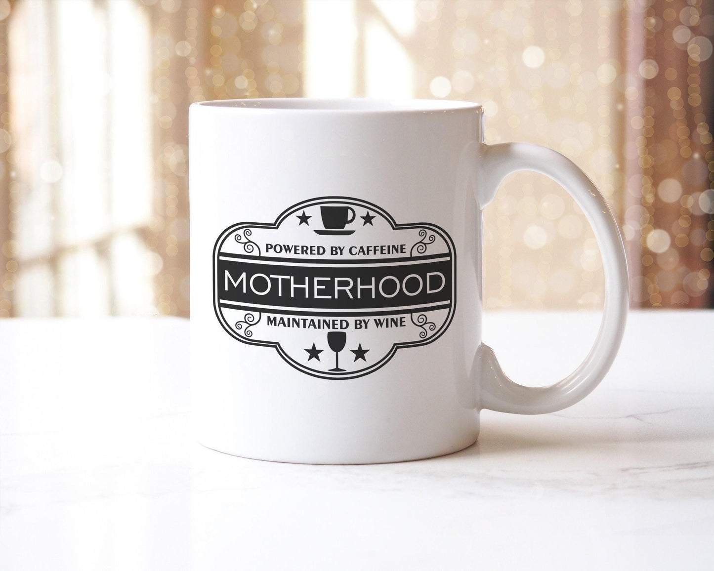 Powered By Caffeine Motherhood Maintained By Wine- Funny Novelty Mug & Coaster Coffee Gift