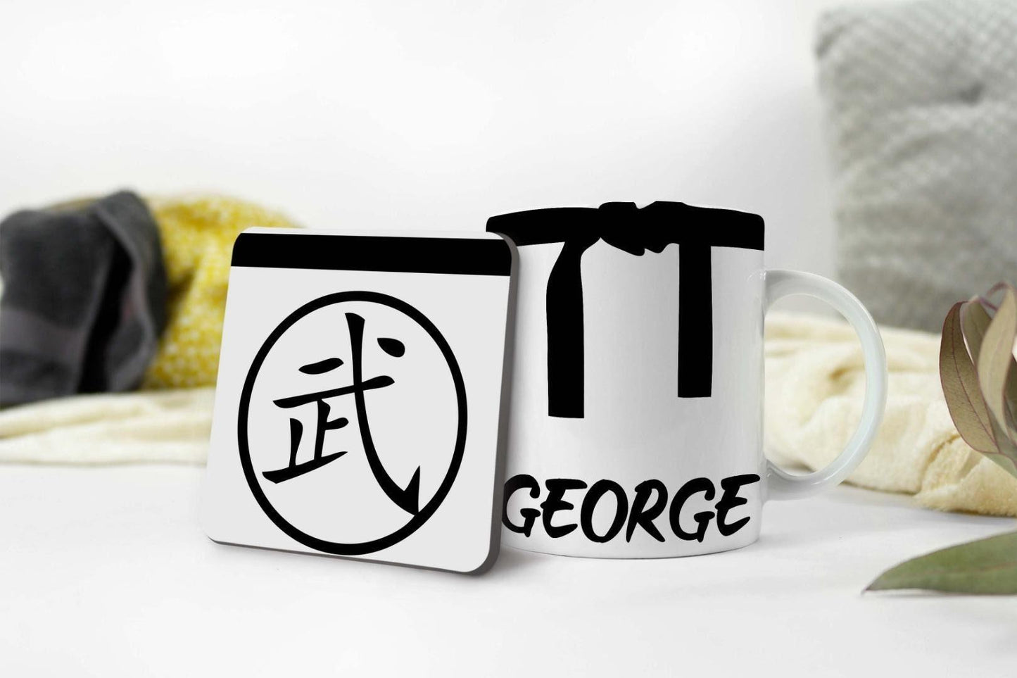 Personalised Karate Mug & Coaster Set: Martial Arts Gift
