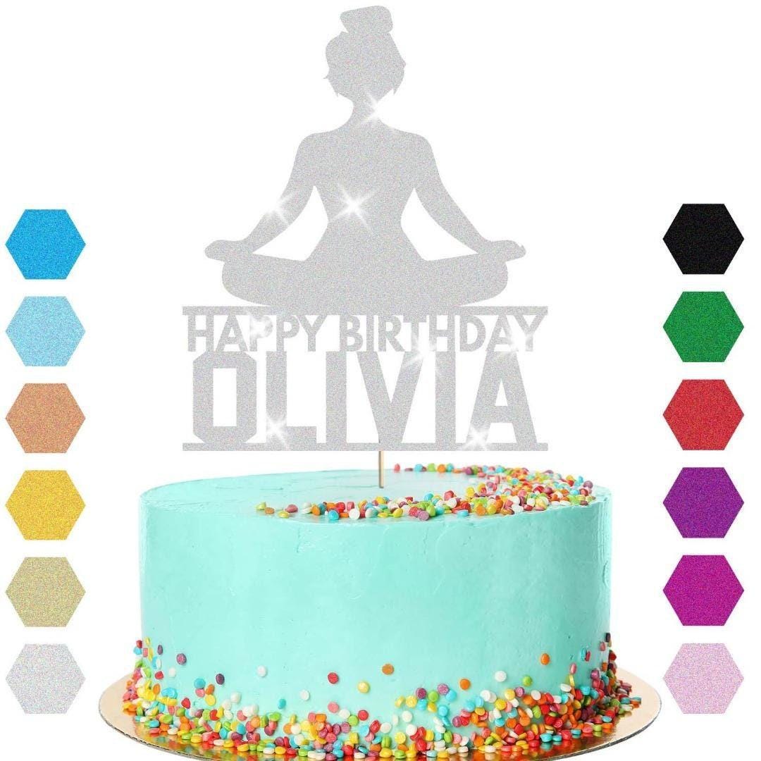 Yoga Girl Cake Topper Personalised Gymnastic Birthday Cake Decoration Any Name