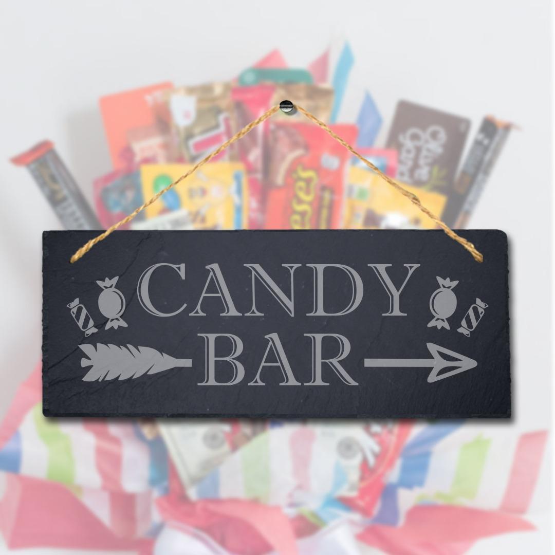 Candy Bar Right Way Arrow Engraved Hanging Slate Home Shop Plaque Sign