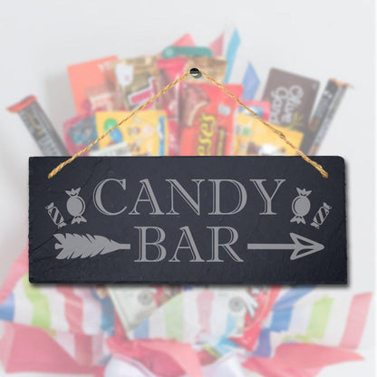 Candy Bar Right Way Arrow Engraved Hanging Slate Home Shop Plaque Sign