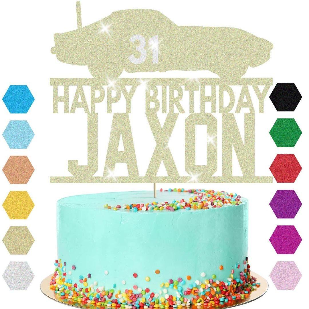 Personalised Glitter Racing Car Cake Topper: Birthday Decoration
