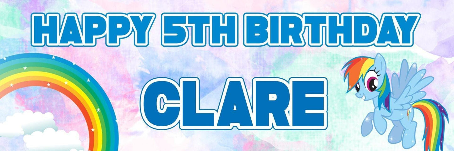 2 Personalised Pretty Unicorn And Rainbow Birthday Banners Decoration Posters