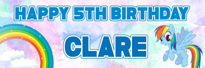 2 Personalised Pretty Unicorn And Rainbow Birthday Banners Decoration Posters