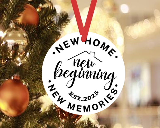 New Beginnings Christmas Bauble Home Memories Xmas Ceramic Ornament Hanging Gift
