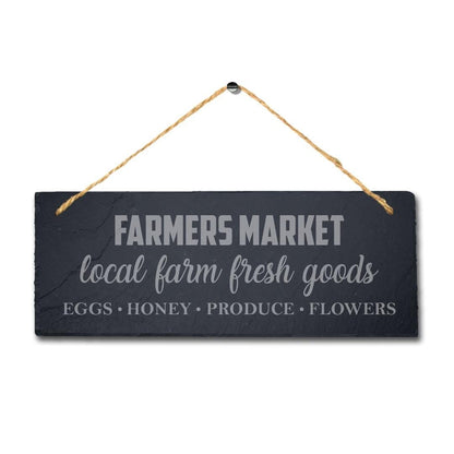 Farmers Market Hanging Slate Sign Engraved Sign Local Farm Fresh Goods Home Gift