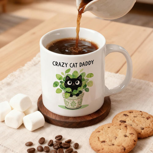 Crazy Cat Daddy Double | Ceramic Coffee Mug | Father's Day Gift | Stylish Printed Design | Tea & Coffee Cup | 11oz