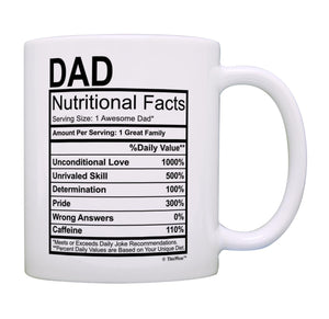 for Dad Nutritional Facts Label Funny for Dad Gag Tea White | Ceramic Coffee Mug | Father's Day Gift | Stylish Printed Design | Tea & Coffee Cup | 11oz