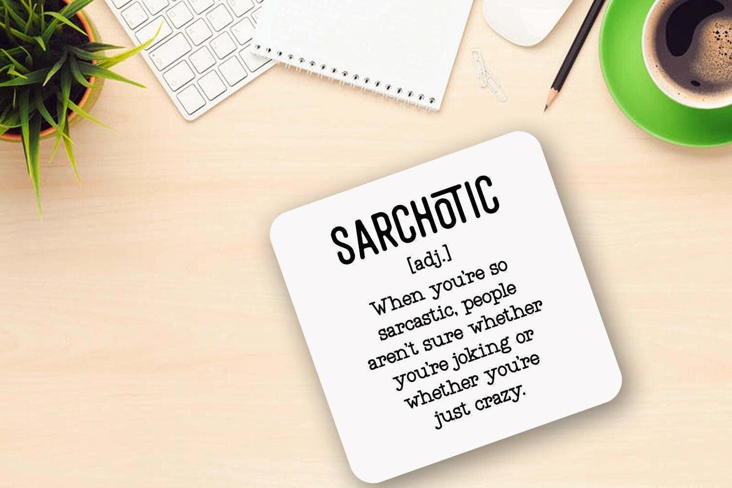 Funny 'Sarchotic' Definition Mug and Coaster Set: Sarcastic Office Gift